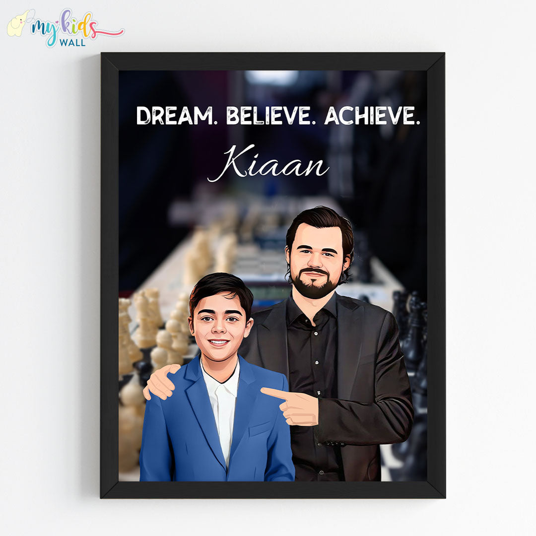 Chess Grandmaster with Magnus Carlsen Personalized Wall Art (Framed)