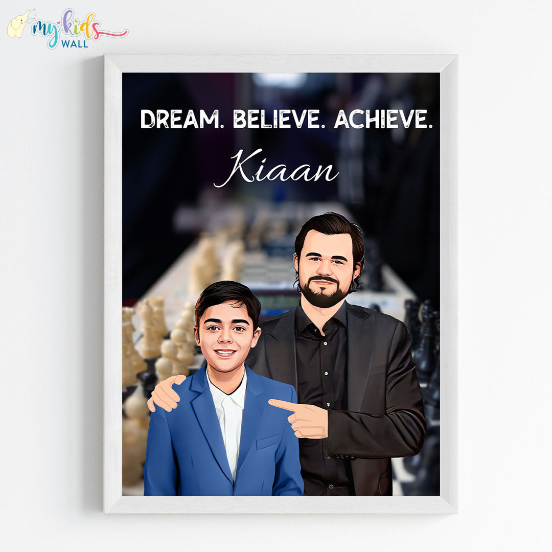 Chess Grandmaster with Magnus Carlsen Personalized Wall Art (Framed)