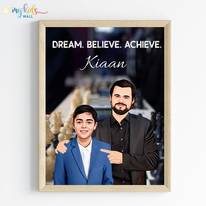 Chess Grandmaster with Magnus Carlsen Personalized Wall Art (Framed)