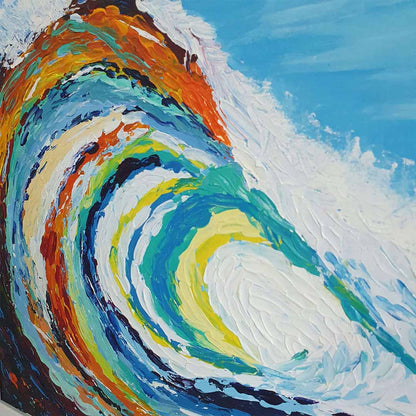 Colorful Waves Hand Painted Canvas Wall Painting (Framed)