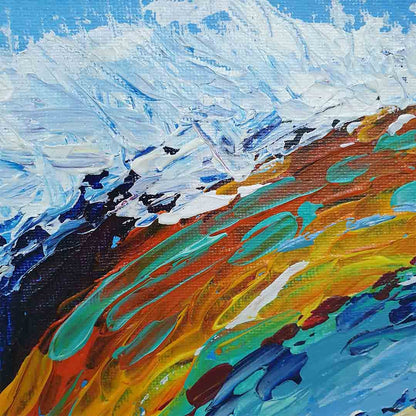 Colorful Waves Hand Painted Canvas Wall Painting (Framed)