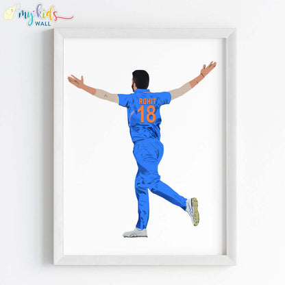 Cricket Bowler Celebrating Personalized Wall Art (Framed)