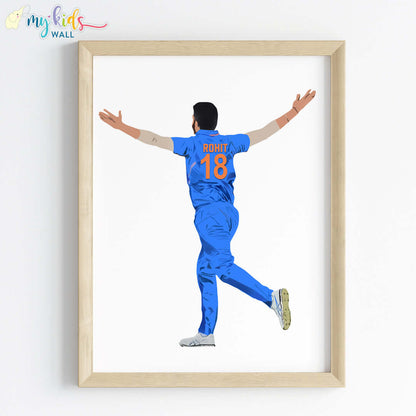 Cricket Bowler Celebrating Personalized Wall Art (Framed)