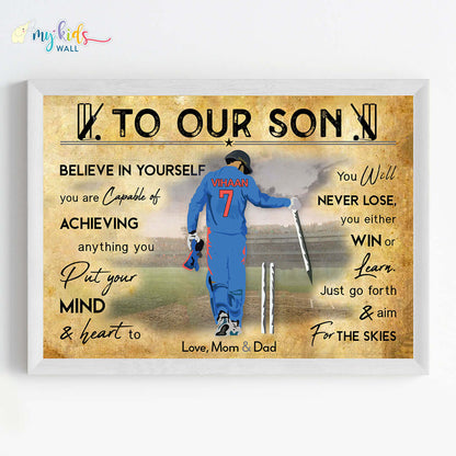 Cricket Wicketkeeper Personalized Motivational Wall Art (Framed)