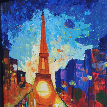 Eiffel Love Canvas Wall Painting (Framed)