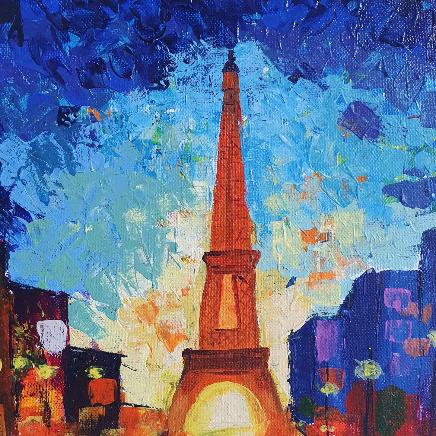 Eiffel Love Canvas Wall Painting (Framed)