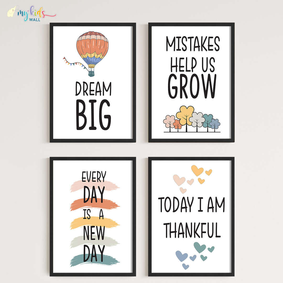 Elevate Everyday Motivational Wall Art (Framed Set of 4) New