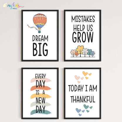 Elevate Everyday Motivational Wall Art (Framed Set of 4) New