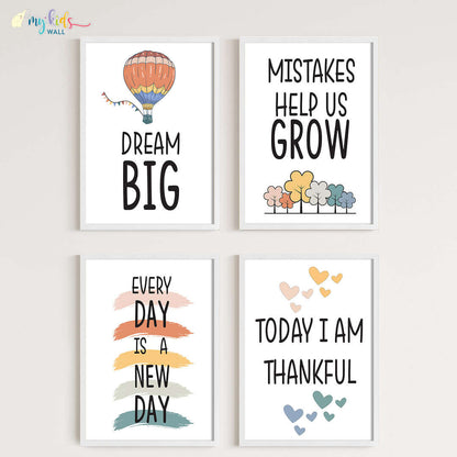 Elevate Everyday Motivational Wall Art (Framed Set of 4) New