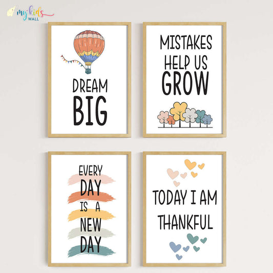 Elevate Everyday Motivational Wall Art (Framed Set of 4) New