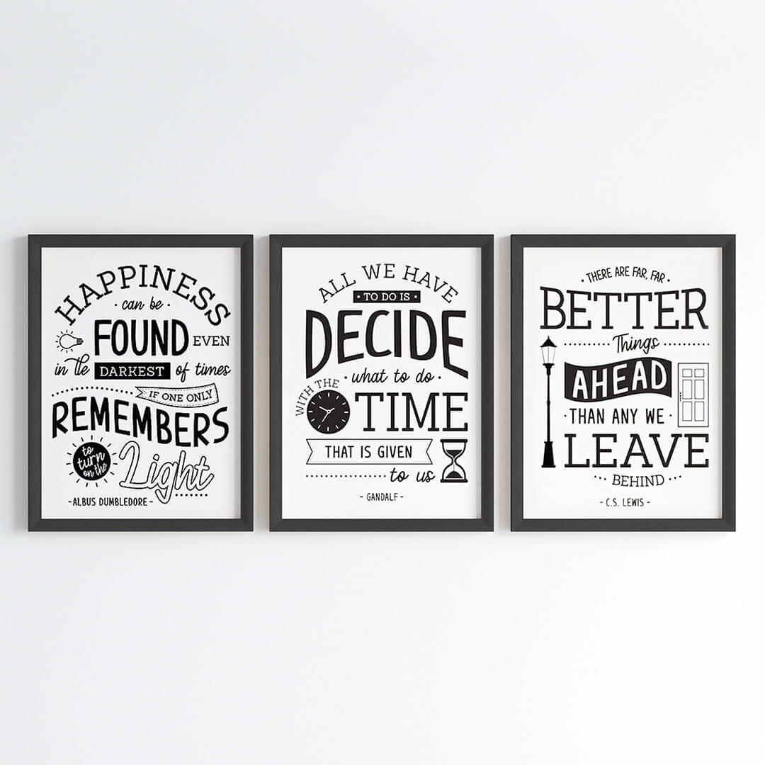 Famous Inspirational Sayings Wall Art (Framed Set of 3)