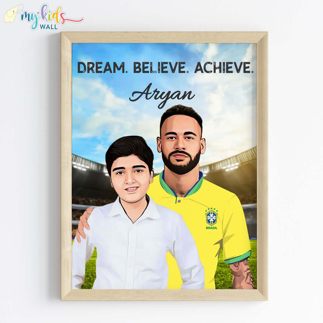 Football Champ with Neymar Personalized Portrait (Framed)