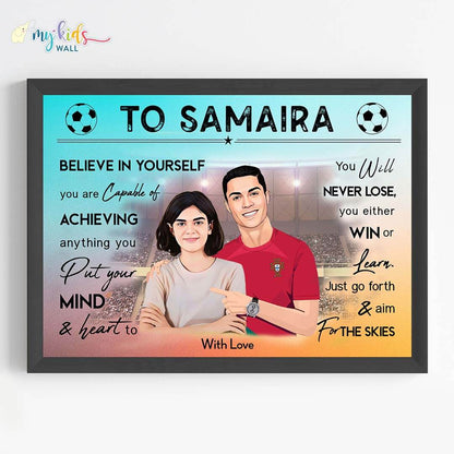 Football Champ with Ronaldo Personalized Motivational Portrait (Framed)