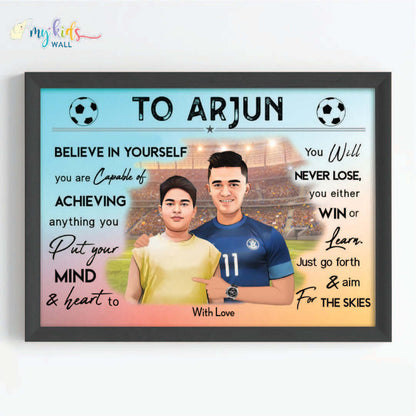 Football Champ with Sunil Chhetri Personalized Motivational Portrait (Framed)