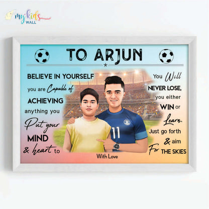 Football Champ with Sunil Chhetri Personalized Motivational Portrait (Framed)