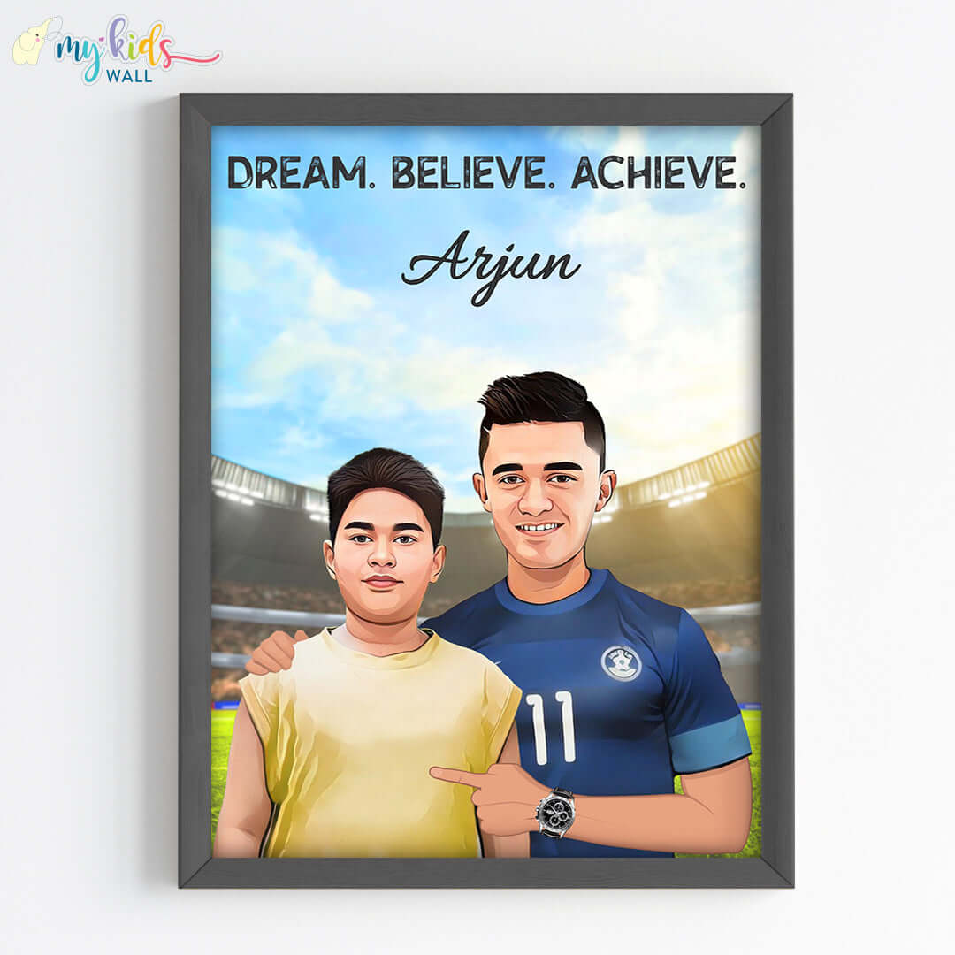 Football Champ with Sunil Chhetri Personalized Portrait (Framed)