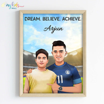 Football Champ with Sunil Chhetri Personalized Portrait (Framed)