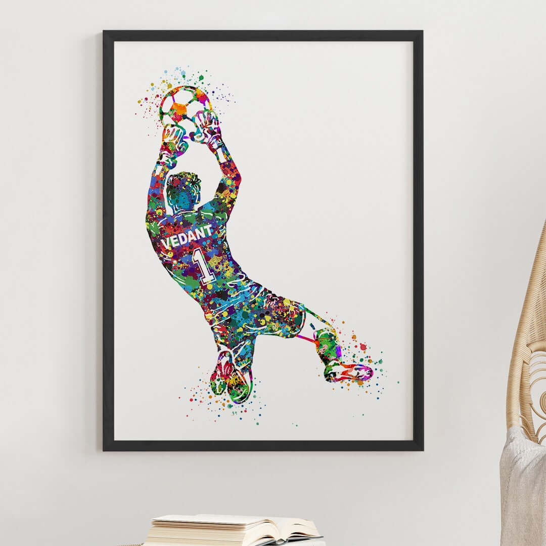 Football Goalkeeper Personalized Wall Art (Framed)