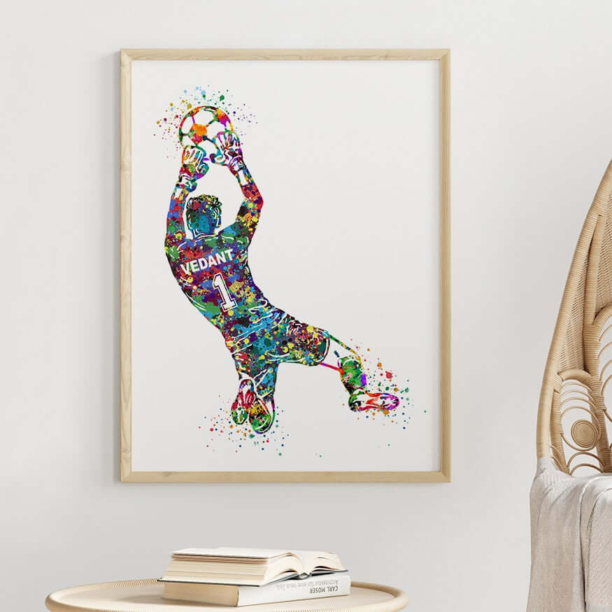 Football Goalkeeper Personalized Wall Art (Framed)