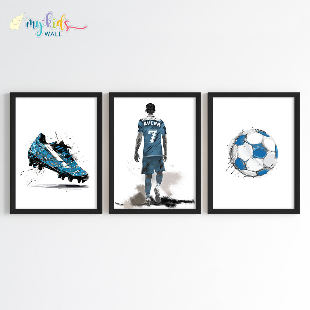 Football Player Passion Personalised Wall Art (Framed Set of 3)
