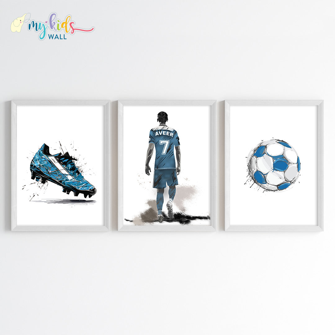 Football Player Passion Personalised Wall Art (Framed Set of 3)