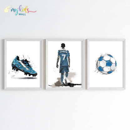 Football Player Passion Personalised Wall Art (Framed Set of 3)