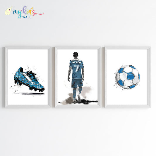 Football Player Passion Personalised Wall Art (Framed Set of 3)