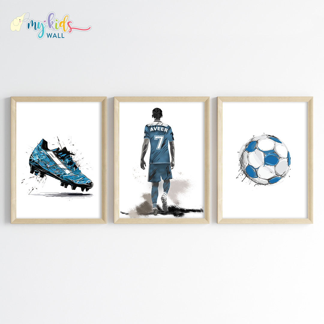 Football Player Passion Personalised Wall Art (Framed Set of 3)