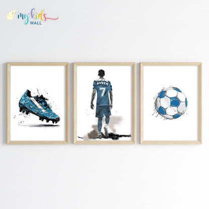 Football Player Passion Personalised Wall Art (Framed Set of 3)