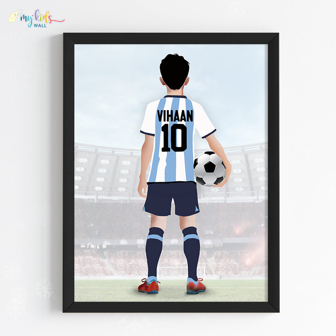 Football Player Personalized Multicolor Wall Art (Framed) New