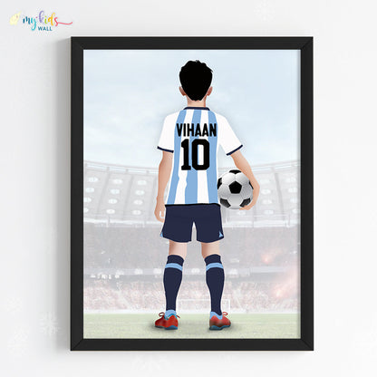 Football Player Personalized Multicolor Wall Art (Framed) New