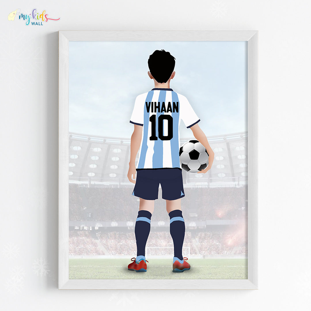 Football Player Personalized Multicolor Wall Art (Framed) New