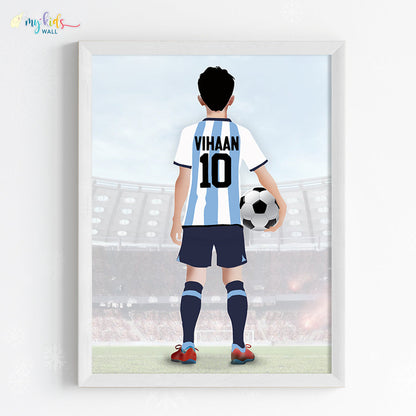 Football Player Personalized Multicolor Wall Art (Framed) New