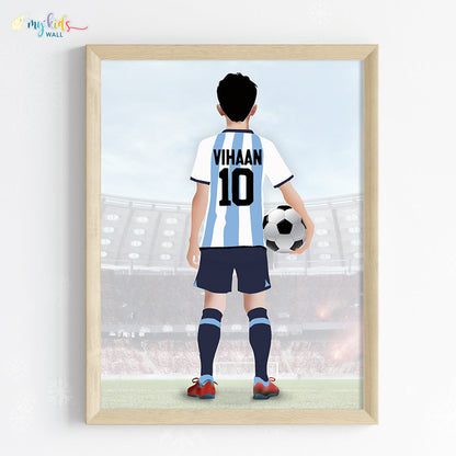 Football Player Personalized Multicolor Wall Art (Framed) New