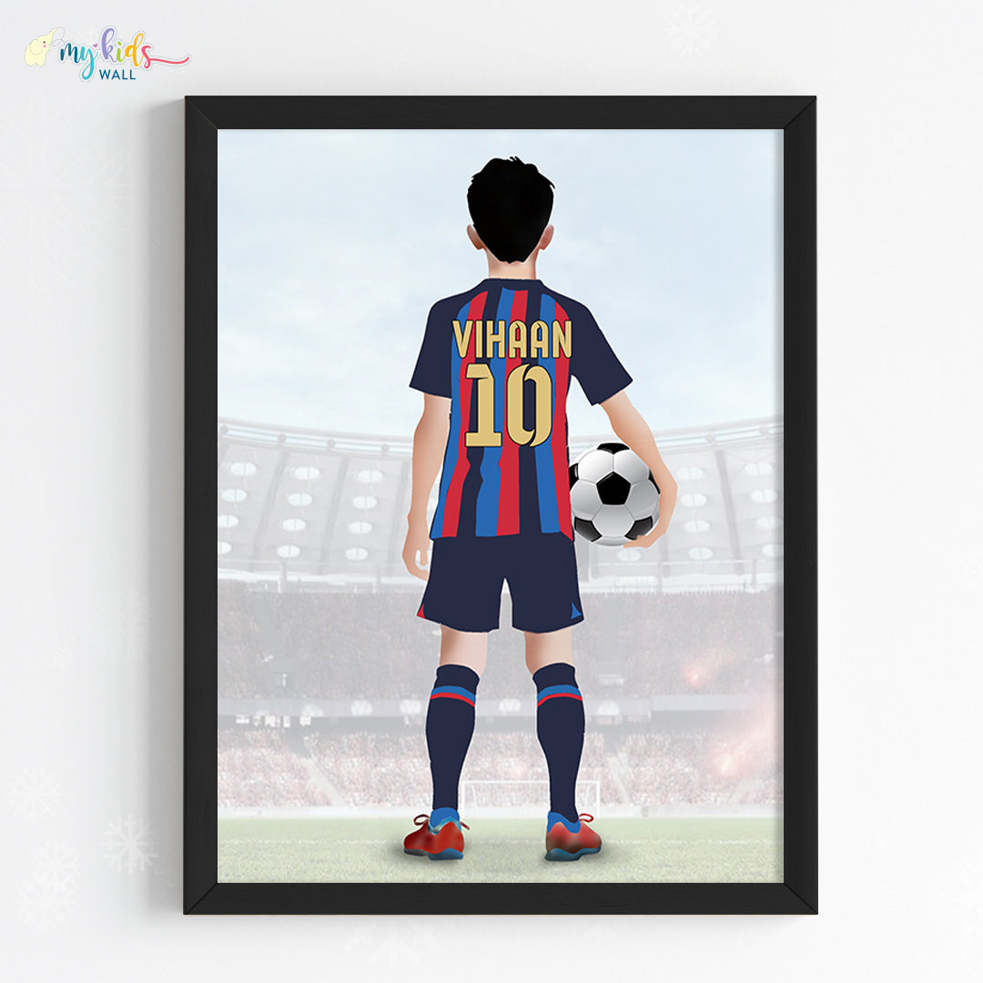 Football Player Personalized Multicolor Wall Art (Framed) New