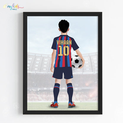 Football Player Personalized Multicolor Wall Art (Framed) New