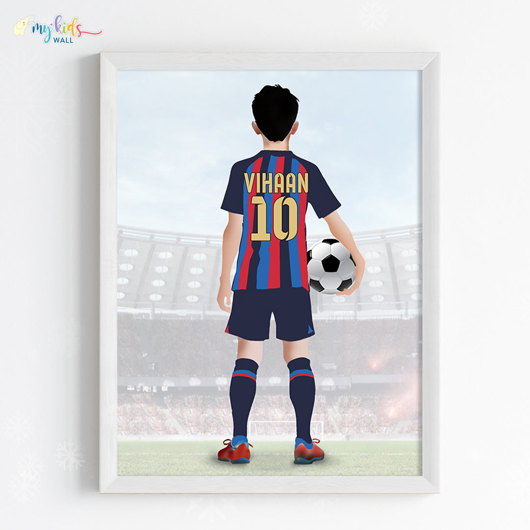 Football Player Personalized Multicolor Wall Art (Framed) New