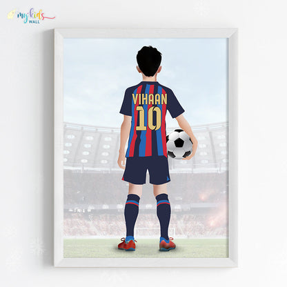 Football Player Personalized Multicolor Wall Art (Framed) New