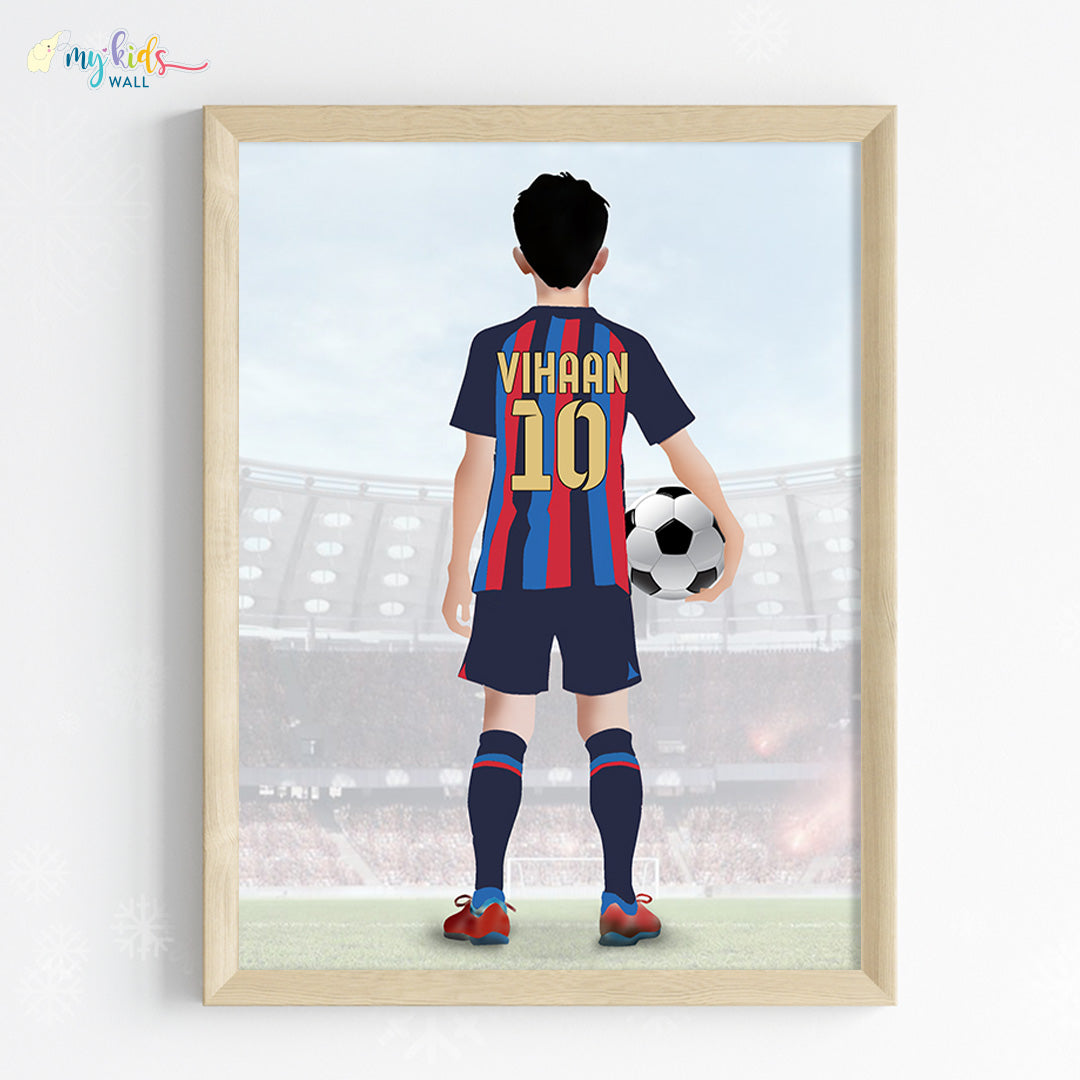 Football Player Personalized Multicolor Wall Art (Framed) New