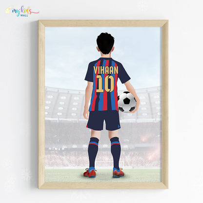 Football Player Personalized Multicolor Wall Art (Framed) New