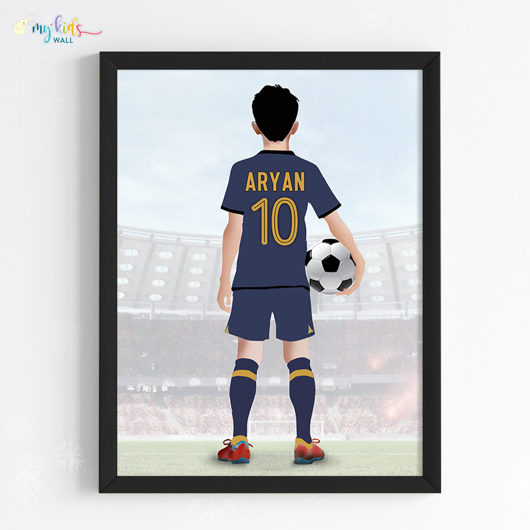 Football Player Personalized Multicolor Wall Art (Framed) New