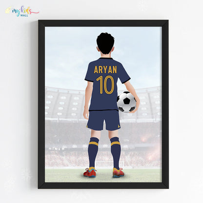 Football Player Personalized Multicolor Wall Art (Framed) New