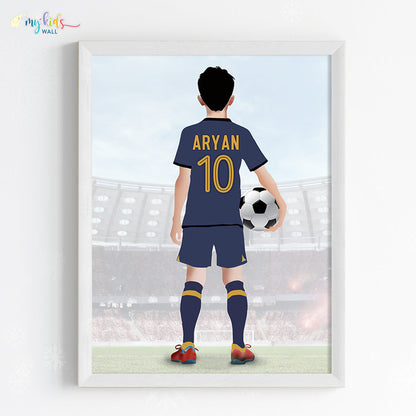 Football Player Personalized Multicolor Wall Art (Framed) New