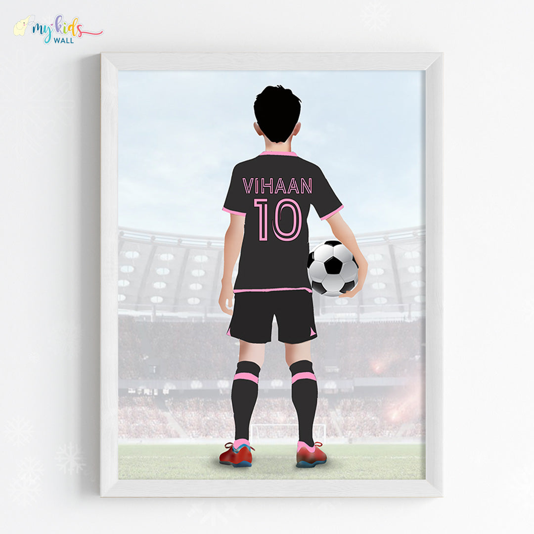 Football Player Personalized Multicolor Wall Art (Framed) New