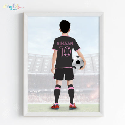 Football Player Personalized Multicolor Wall Art (Framed) New