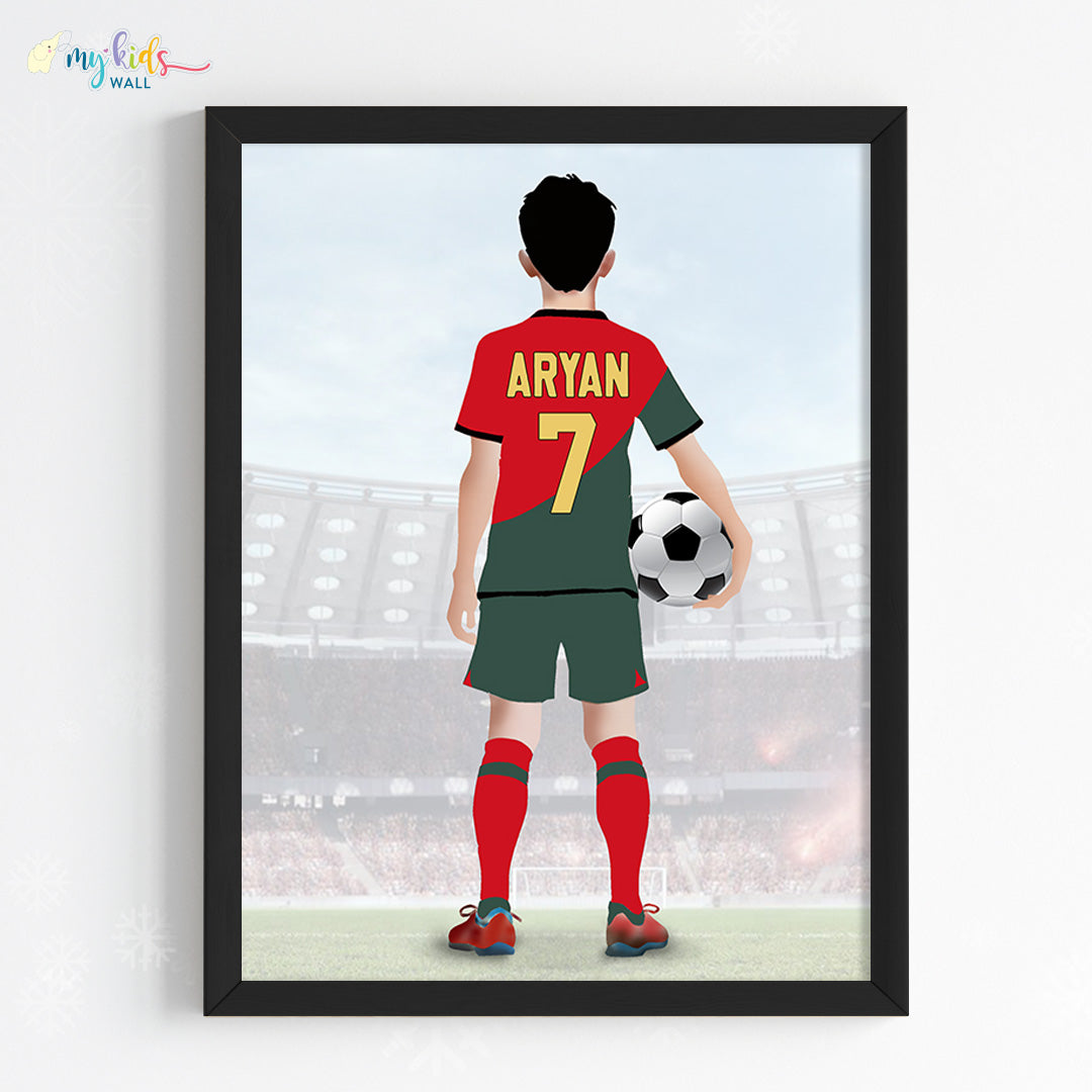 Football Player Personalized Multicolor Wall Art (Framed) New