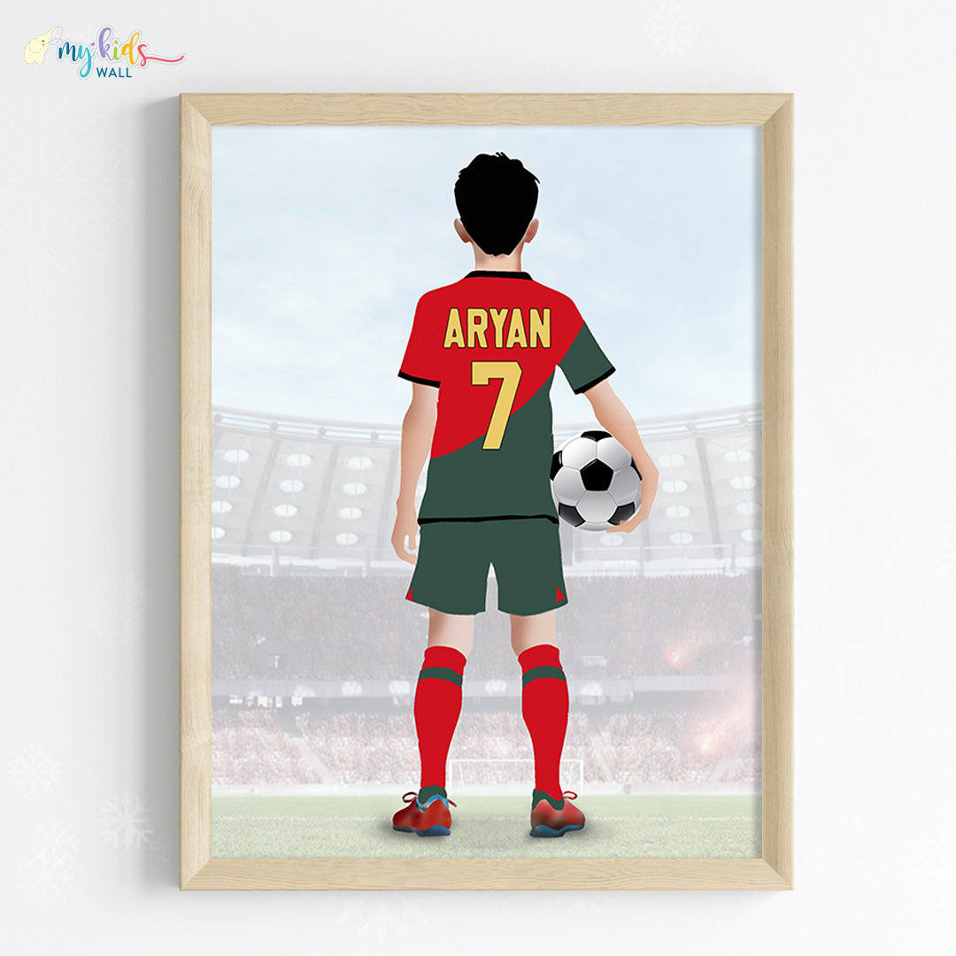 Football Player Personalized Multicolor Wall Art (Framed) New