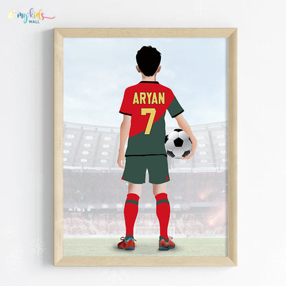 Football Player Personalized Multicolor Wall Art (Framed) New