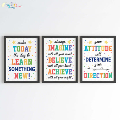 Growth Mindset Motivational Wall Art (Framed Set of 3)