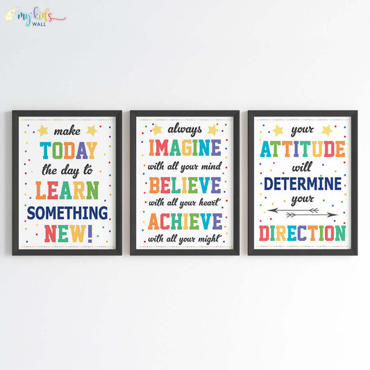 Growth Mindset Motivational Wall Art (Framed Set of 3)